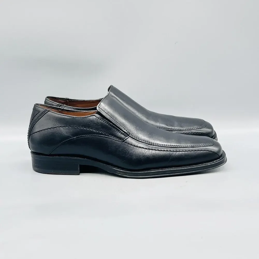Johnston & Murphy Shoes Mens 7 Black Leather Slip On Dress Oxford Square Toe